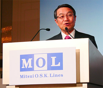 MOL President & CEO Junichiro Ikeda addressing the audience